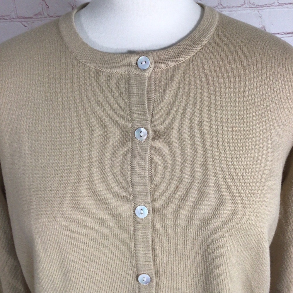 Liz Baker Petite Tan Long Sleeve Knit Cardigan - Size Small Petite - Picture 3 of 7